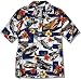 Hibiscus Fighter Airplanes II Men's Hawaiian Aloha Shirt in Navy Blue- Large