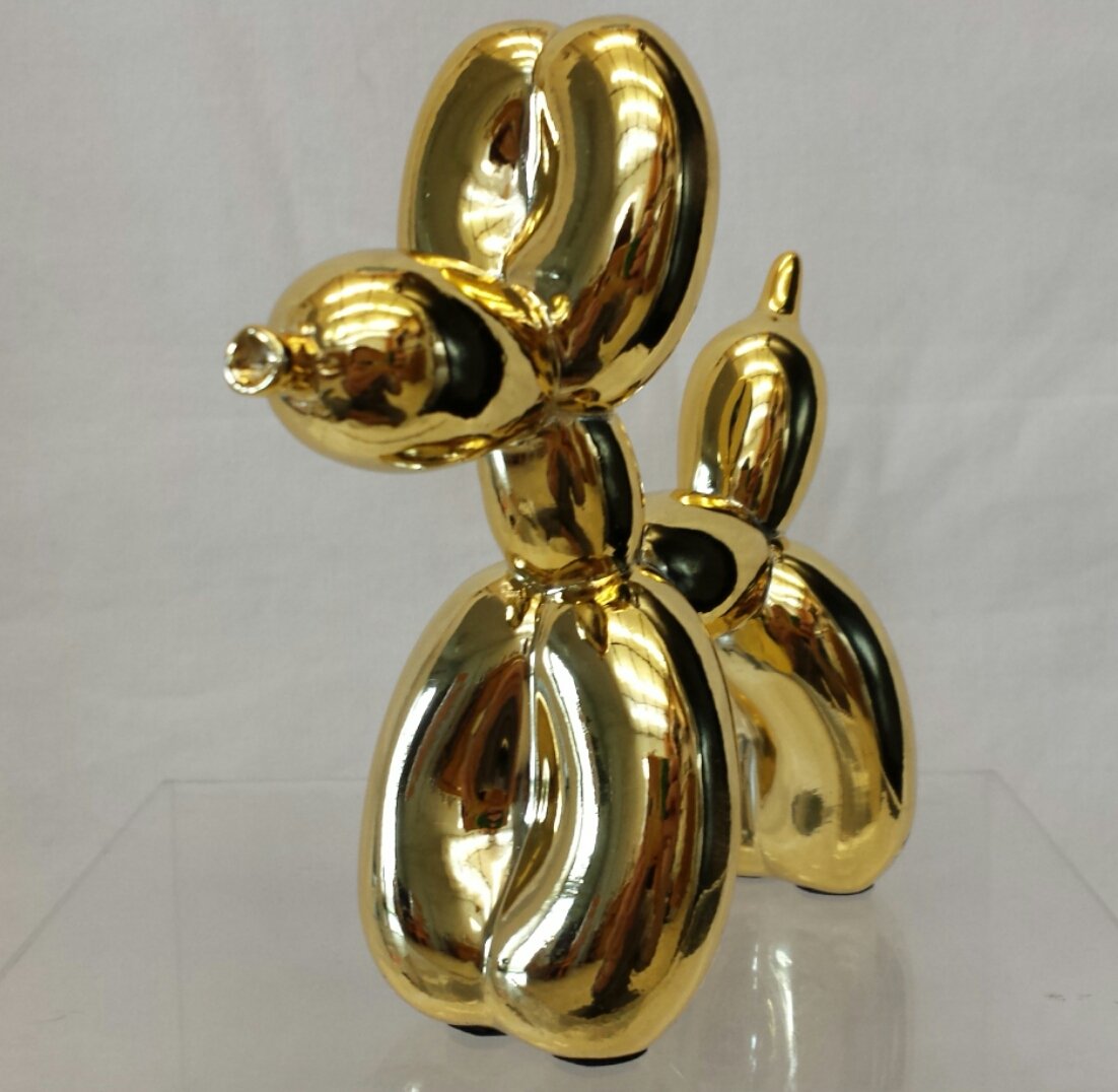 Balloon Dog Figurine Statue Home Decor Miniature Size Gold Metallic