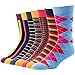 Men's Combed Cotton Colorful Dress Casual Crew Socks 6-7 Pack (7SET1)
