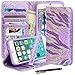 iPhone 6S Case, Style4U [Everlasting Shine] Zebra Design Premium PU Leather Stand Wallet Case with ID Credit Card / Cash Slots for Apple iPhone 6S / 6 + 1 Stylus and 1 Screen Protector [Purple Pink Zebra / Purple]