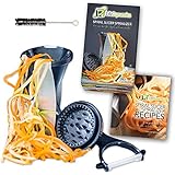Life Dynamics - Vegetable Spiralizer Bundle -Spiral Slicer - Zucchini Spaghetti Pasta Maker- Hand Held- Black