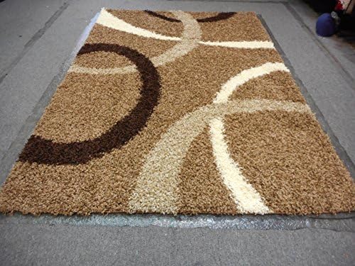Brown Beige Tan Cream Super Soft Thick Long Pile Designer Look 8x10 Shaggy Rug High Quality Durable Non Slide Modern Design Heavy Shaggy Rug Livingroom Dinningroom