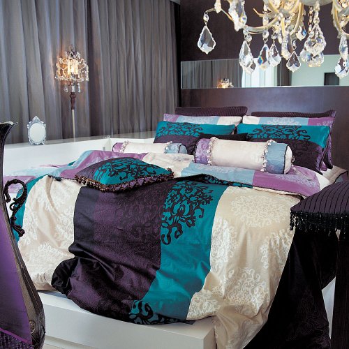Damask Duvet Covers Turquoise & Purple Damask Duvet Cover Set 820tc