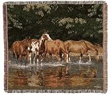 Reflections Horse Herd Tapestry Afghan Throw Blanket 50