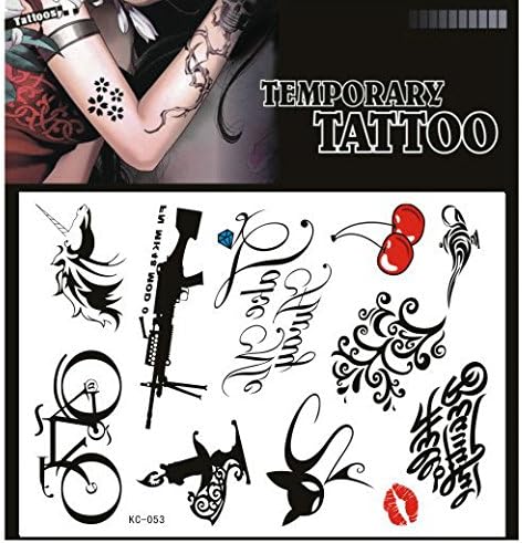 SYZ Beauty Waterproof Temporary Tattoos Gun Bike Cat Words Varieties of Pattern Tattoos