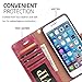 iPhone 7 Case, Moze iPhone 7 Wallet Case [4 Card Slots ] [Wrist Strap] [Stand Feature] PU Leather Flip Wallet Case Cover for iPhone 7 (4.7) - Wine Red