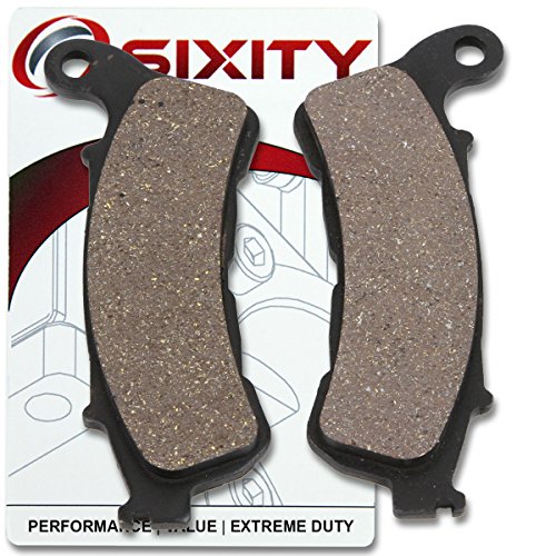 SixityQ6 Front Organic Brake Pads compatible with Honda VT750C Shadow Aero CSE Rear Disc Model 2013-2014 Complete Set
