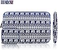 Kamor&reg; 13 13.3 13.3'' 14 inch Apple MacBook Air MacBook Pro Canvas Fabric Laptop Sleeve with Macbook Charger Case Bohemian Style Animal World (Elephant Blue) Protective Carrying Sleeve Bag Case Cover Shell - Ultra portable Laptop Case Bag / Notebook Computer Case / Briefcase Carrying Bag / Ultrabook Case / Netbook Bag Sleeve / Pouch Bag Cover / Skin Cover with 3.0 mm thickness, suitable for Apple MacBook Air / Apple Macbook Pro, especially for Teens / Men / Women / Ladies / Girls design (Elephant Blue&White)