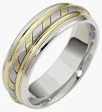 Woven Style 7mm Two-Tone 14 Karat Gold Comfort Fit Wedding Band Ring