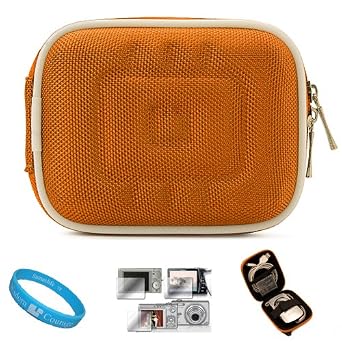 Flip Video Carrying Case for Flip Video Ultra Series Camcorder + Screen Protector Kit (Nylon Orange) + INCLUDES!!! SumacLife TM Wisdom Courage Wristband