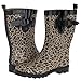 Capelli New York Shiny Baby Leopard Printed Ladies Short Sporty Body Rubber Rain Boot Grey Combo 10
