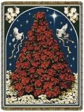 Christmas Poinsettia Tree Tapestry Throw Blanket
