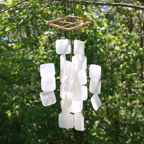 Small - White - Capiz Shell Wind Chimes - Indoor/Outdoor - Handmade