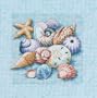 Dimensions Counted Cross Stitch Shells On Blue