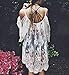 Susen Women Vintage Hippie Boho Embroidered Floral Lace Crochet Mini Dress (Asia S)