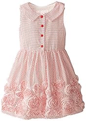 Girls Sleeveless Cotton/Polyester Dots Print  Dress