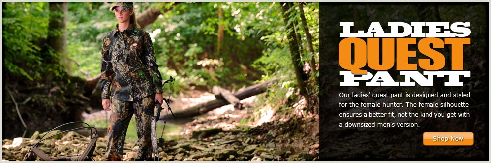 Woman Bow Hunting Wearing the Russell Outdoors Quest Pant