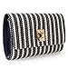 BMC Womens Soft Twine Knitted Stripe Pattern Envelope Flap Fashion Clutch