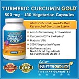 Turmeric Curcumin GOLD, 500mg, 120 Veg. Capsules - Curcumin with BioPerine Featuring Curcumin C3 Complex and 95% Curcuminoids