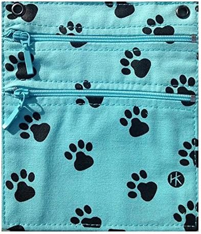 Double Zipper Hip Klip - Regular Size Blue Black Dog Paw - Cotton