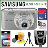 Samsung SL50 10.2MP Digital Camera with 27mm Lens in Silver + 4GB Accessory Kit