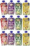 Earth's Best Organic Fruit and Grain Puree Pouches 4 Flavor Variety Pack (Pack of 12)