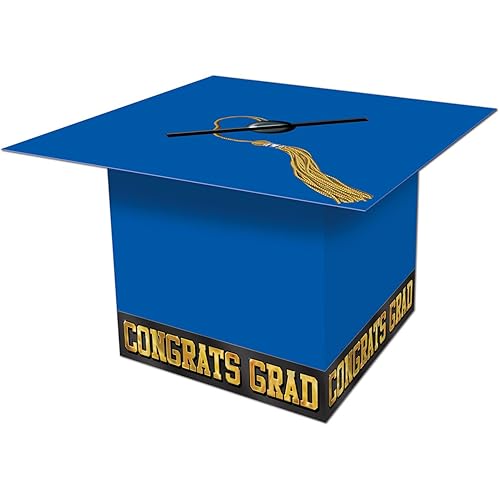 Beistle Graduate Cap Card Box 8-1/2-Inch by 8-1/2-Inch Blue