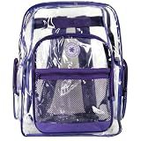 20 Count Purple Wholesale Clear PVC Backpacks Bulk See Through School Bags Lot of Transparent Knapsacks Vinyl Bookbags