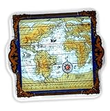 Peggy Karr Glass 18-Inch Antique Map Glass Serving Tray, Square
