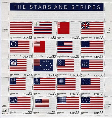 Stars and Stripes American Flags Collectible Stamp Sheet of 20 33¢ Stamps Scott 3403a