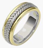 7mm Stylish Woven Two-Tone 14 Karat Gold Wedding Band Ring