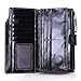 AINIMOER Women's Large Capacity Luxury Wax Genuine Leather Wallet With Zipper Pocket(Black)