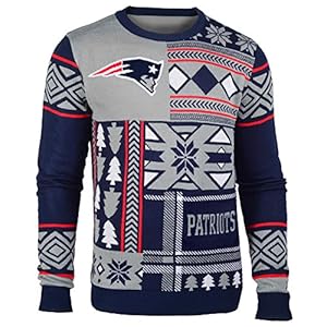 NFL New England Patriots Patches Ugly Sweater, Blue, XX-Large