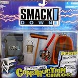 IMAGE OF WWE WWF Wrestling Smackdown Ring Grapple Gear Construction Chaos: Wheel Barrel, Trash Can, Leaf Blower + More by Jakks