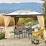 10 x 12 Hard Roof Patio Gazebo Aluminum Poles Heavy Duty Structure