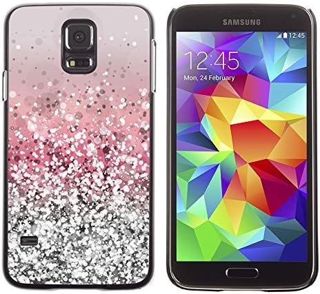 GagaDesign / Hard Skin Case Cover Pouch - Glitter Silver Pink Shiny Snow Sparkly Diamond - Samsung Galaxy S5 SM-G900