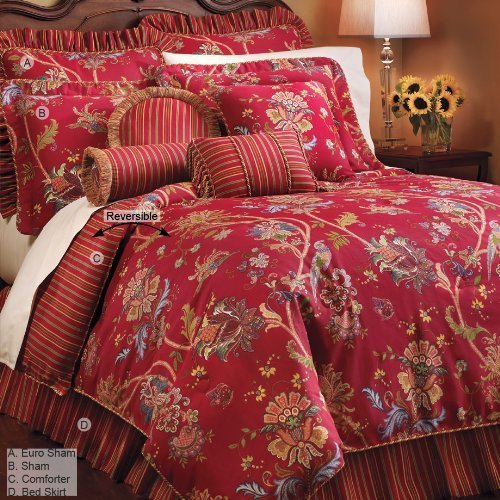 Rose Tree St. Martins 4-Piece Red Floral Comforter Set Queen