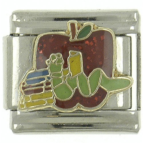 Book Worm X2 Italian Charm Bracelet