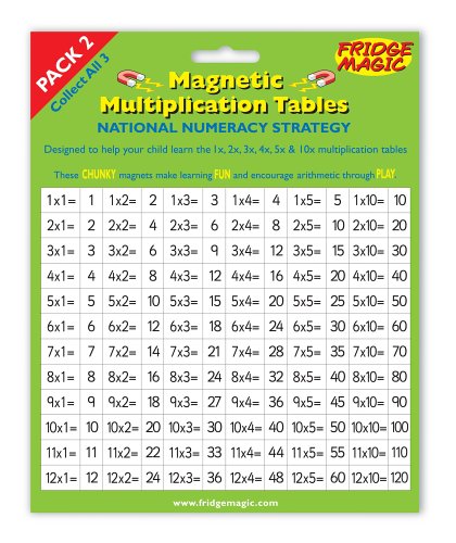 Childrens Toyshop  Toys : National Numeracy Magnetic Times Tables PACK 1 (1x,2x,3x,4x,5x and 10x) Key Stage 1