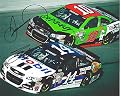 2X AUTOGRAPHED Tony Stewart & Danica Patrick 2015 Mobil 1 / GoDaddy Tax Act Racing (On-Track) Signed 8X10 Picture NASCAR Glossy Photo with COA