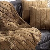 Faux Fur 3 Piece Luxury Throw and Pillow Set - Blond