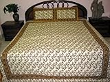 Bedspreads-3pc Set White Floral Print Cotton Indian Bedspreads King / queen ....