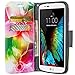 LG K8 Case, LG Phoenix 2 Case, LG Escape 3 Case, Wrist Strap Flip Folio [Kickstand Feature] Pu Leather Wallet Case with ID&Credit Card Slot for K8, LG Phoenix 2, Lg Escape 3 Wallet, Flower Pedal