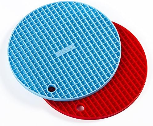 SHUOWEI 2pcs Extra Thick Silicone Hot Pot Holder Trivets,Hot Pads Slip Silicone Insulation Mat For Home Use,Pot Holders Silicone Trivets Oven Mitts and Hot Pads for Cooking, Baking, Bbq