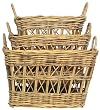 Natural Rattan Rectangle Laundry Baskets Set / 3 Large = 24" x 20" x 14"H