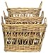 Natural Rattan Rectangle Laundry Baskets Set / 3 Large = 24" x 20" x 14"H