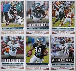 2013 Score Football Philadelphia Eagles Team Set In a Protective Case - 10 cards including Vick (2), McCoy (2), Foles, Celek, Maclin (2), Brown, and Jackson.