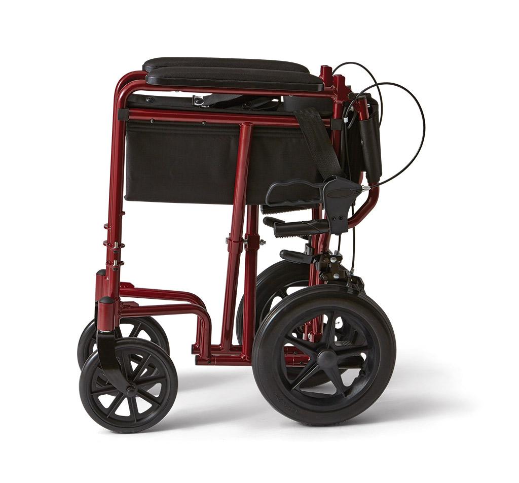 Medline Transport Wheelchair with Brakes, Red Health