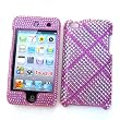Apple iPod Touch 4th Generation Snap-on Protector Hard Case Rhinestone Cover "Pink Lines Pattern" Design