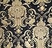Damask, Chenille ,Upholstery ,Drapery Fabric, Black/gold, Sold By the Yard 58